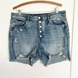 Judy Blue Button‎ Front Cut Off Distressed Shorts Stretch 3XL